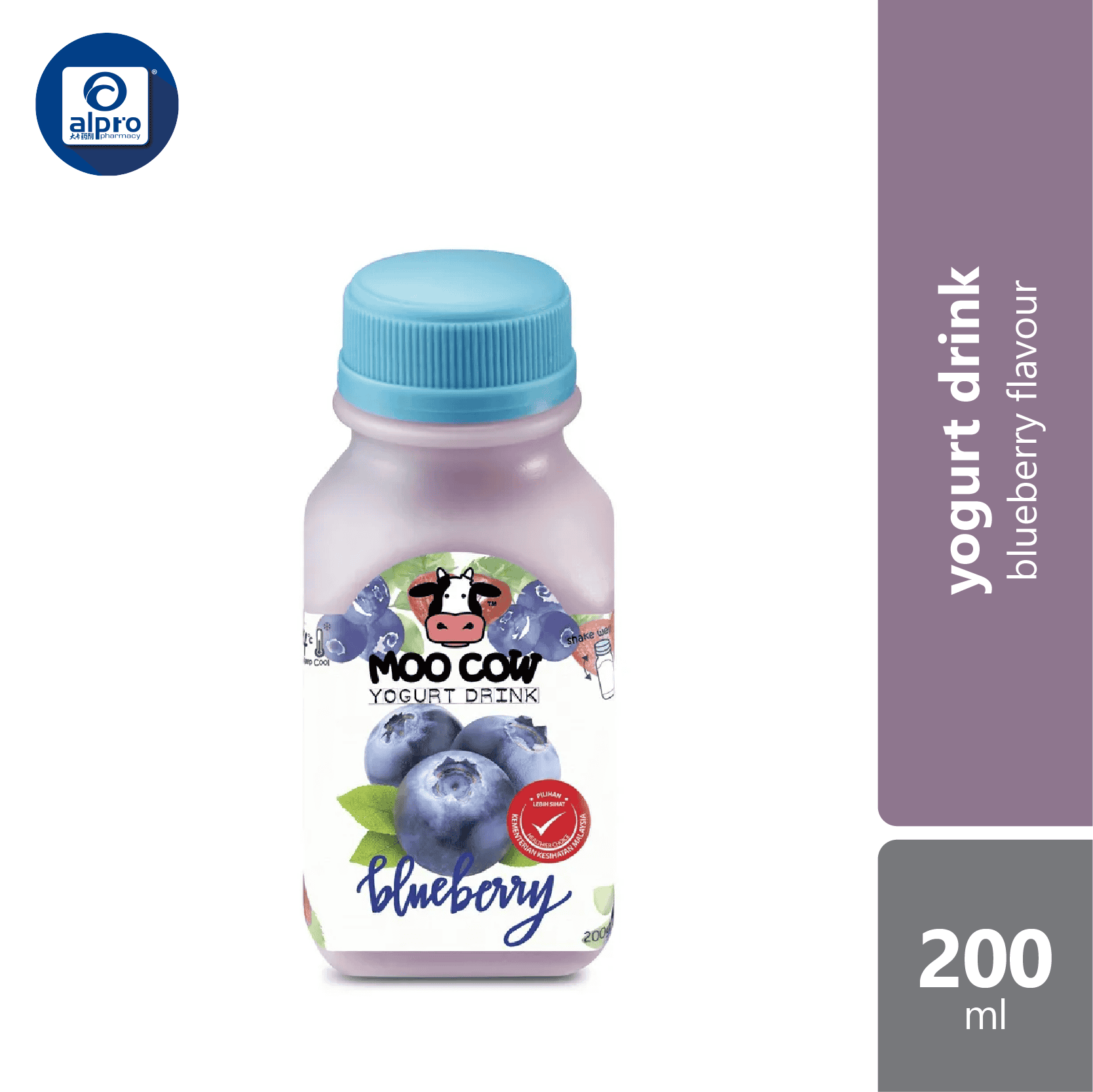 moo-cow-yogurt-drink-200ml-original-strawberry-blueberry-mango-bandung-kasturi product image 1