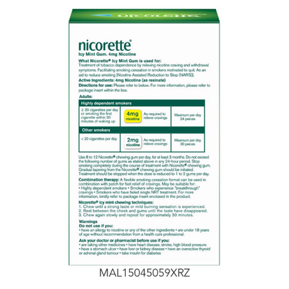Nicorette  Icy Mint Gum 4mg 15s Nicorette