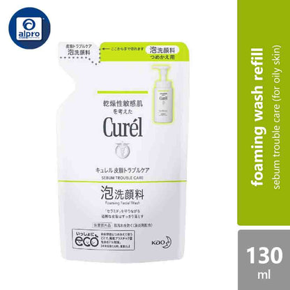 curel-sebum-trouble-care-foaming-facial-wash-refill-130ml-for-oily-skin-cleanse-excess-sebum-while-protecting-skin