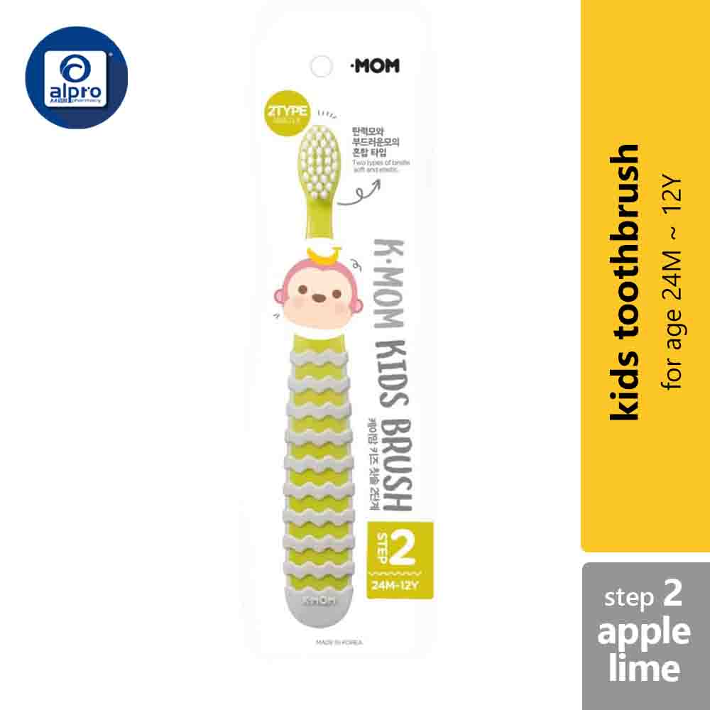 k-mom-kids-toothbrush-step-2-5-12-years-candy-pink-strike-blue-gray-apple-lime product image 1