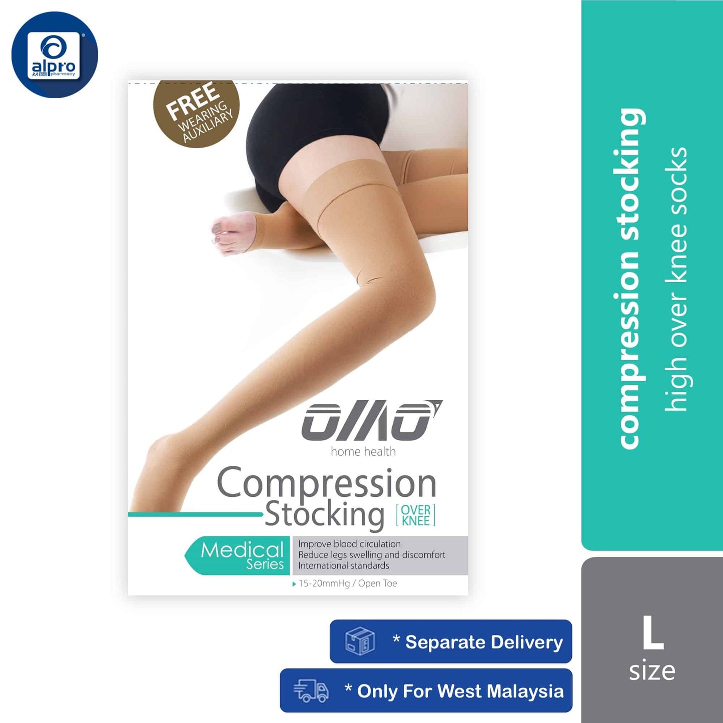 omo-compression-stocking-over-knee-1-pair-xs-s-m-l-xl-xxl-mos-high-over-knee-socks product image 1