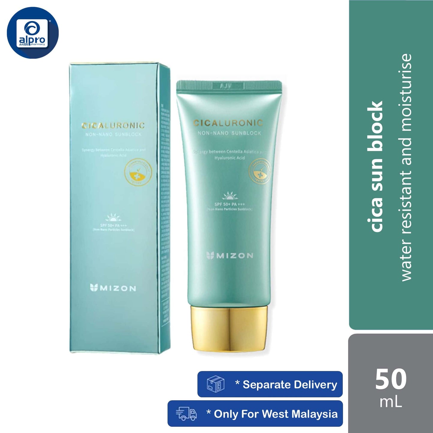 mizon-cicaluronic-non-nano-sun-block-spf-50-pa-50ml-water-resistant-and-moisturise