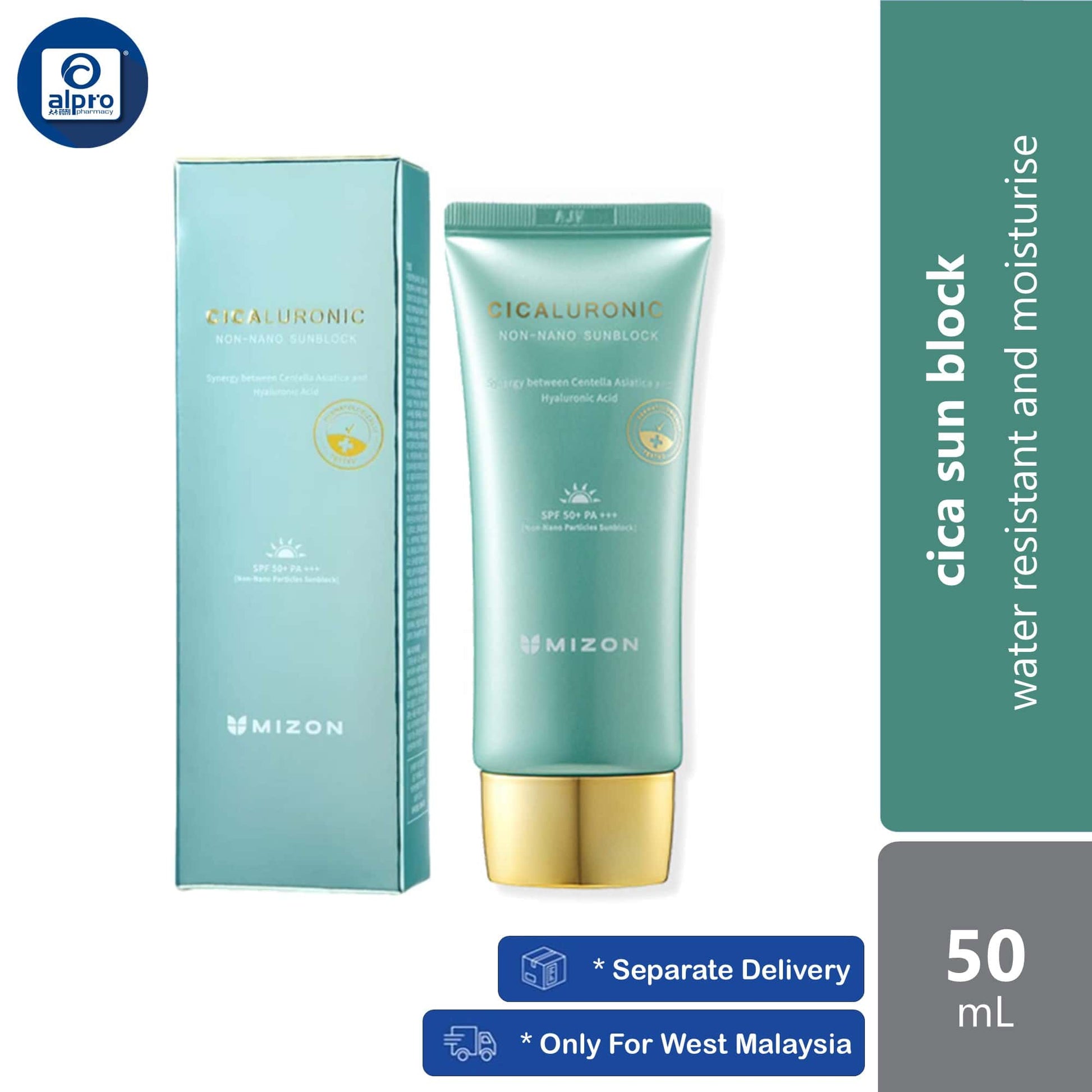 mizon-cicaluronic-non-nano-sun-block-spf-50-pa-50ml-water-resistant-and-moisturise