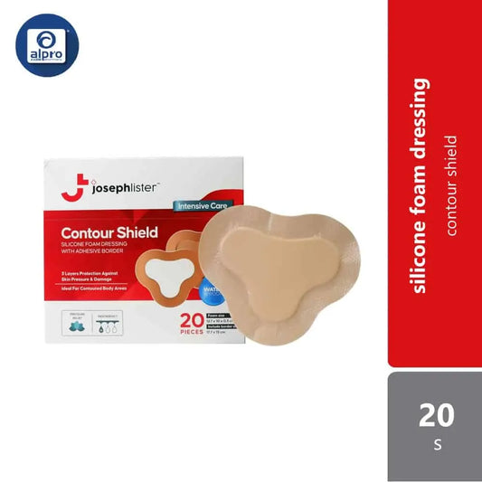 josephlister-contour-shield-silicone-foam-dressing-with-adhesive-border-12-7-x-10-x-0-3cm-20s