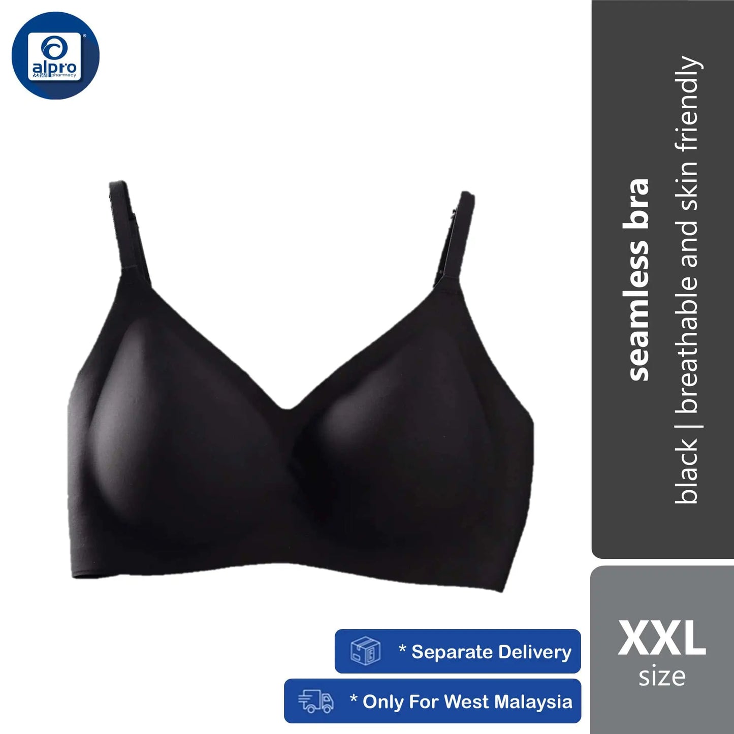 crown-seamless-bra-black-size-s-m-l-xl-xxl-breathable-and-skin-friendly product image 1