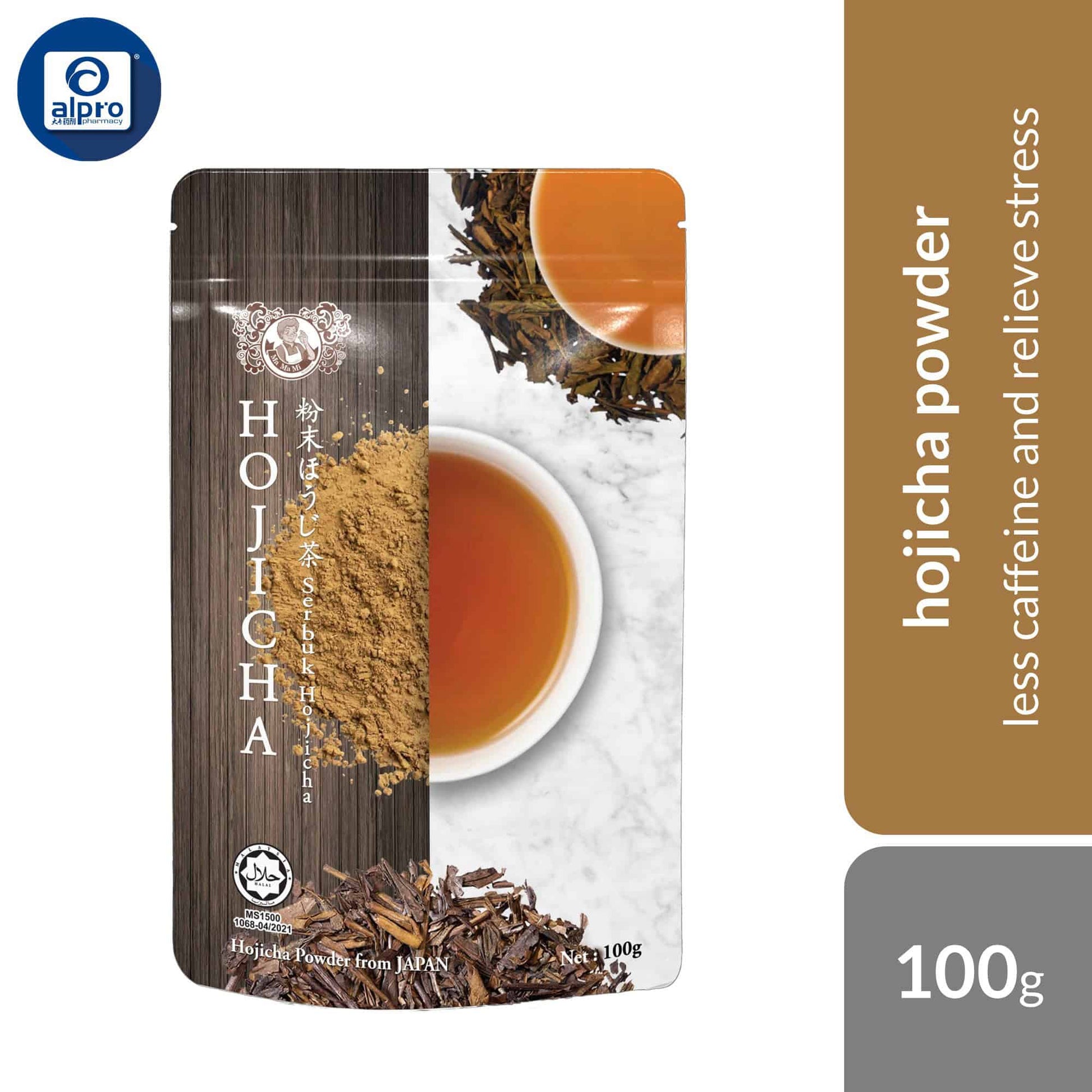 mamami-japanese-hojicha-powder-100g-less-caffeine-and-relieve-stress