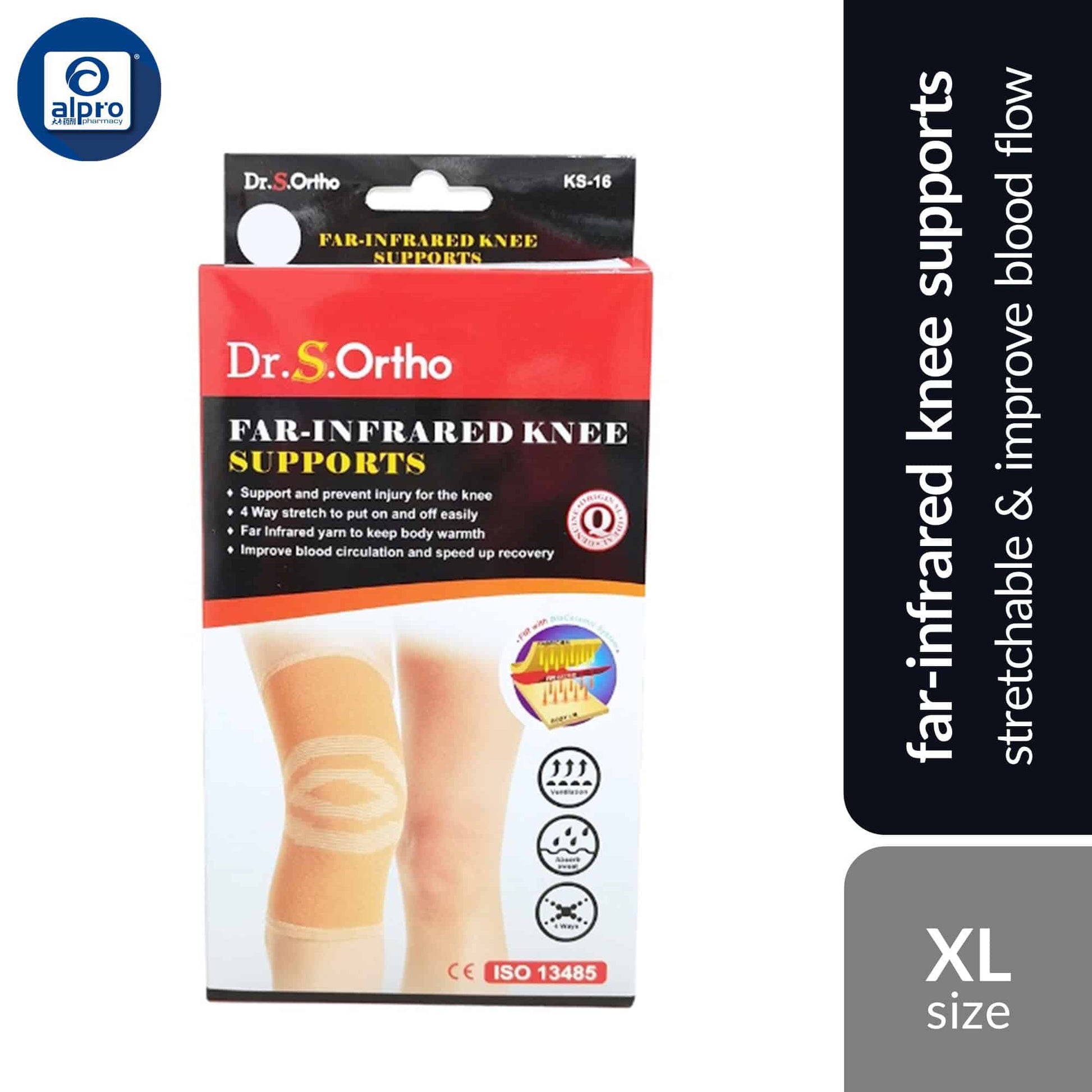 dr-s-ortho-far-infrared-knee-supports-ks-16-size-s-m-l-xl-xxl-stretchable-improve-blood-flow product image 1