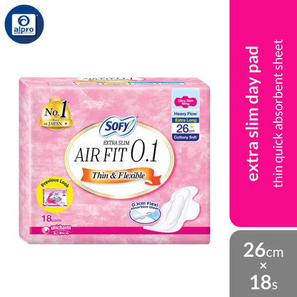 sofy-air-fit-0-1-day-ultra-slim-wing-26cm-18s-thin-quick-absorbent-sheet