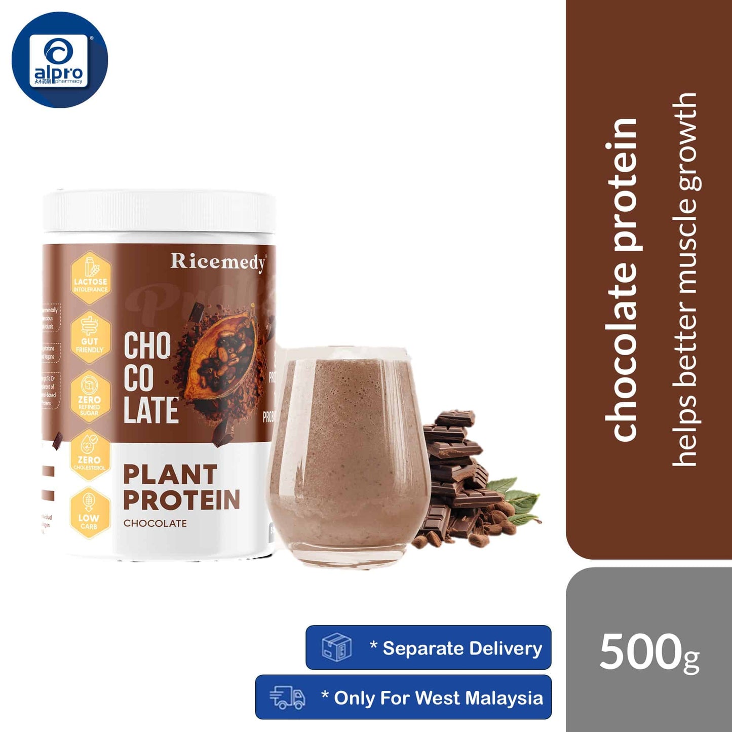 good-life-360-ricemedy-chocolate-plant-protein-500g-helps-better-muscle-growth