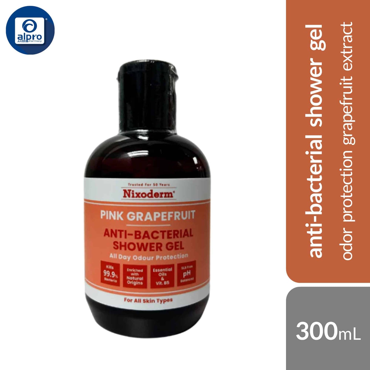 nixoderm-anti-bacterial-shower-gel-lavender-pink-grapefruit-300ml-deep-cleans-with-fragrant-scent product image 1