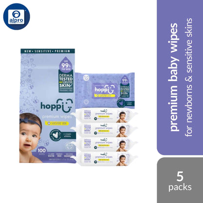 hoppi-99-premium-water-baby-wipes-20-sheets-per-pack-5-in-1-bundle-pack-suitable-for-newborns-sensitive-skins