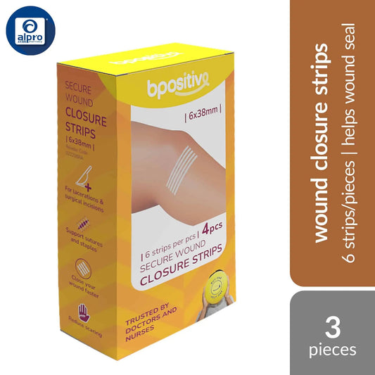bpositive-secure-wound-closure-strips-6mmx38mm-24s-help-lacerations-surgical-incisions-heal