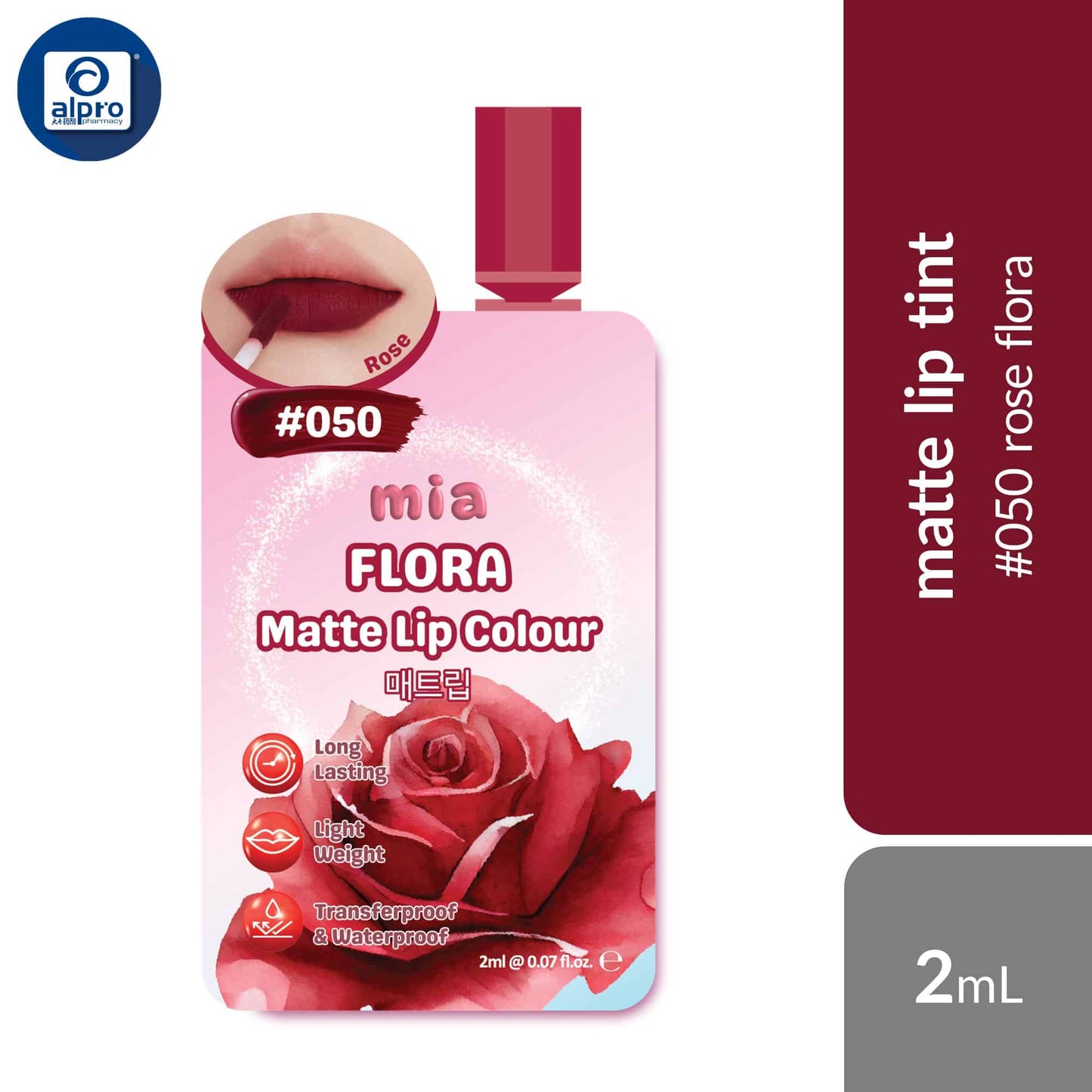 mia-flora-matte-lip-colour-waterproof-transfer-proof-lip-tint-assorted-sachet-2ml-lightweight-intense-matte-colour product image 1