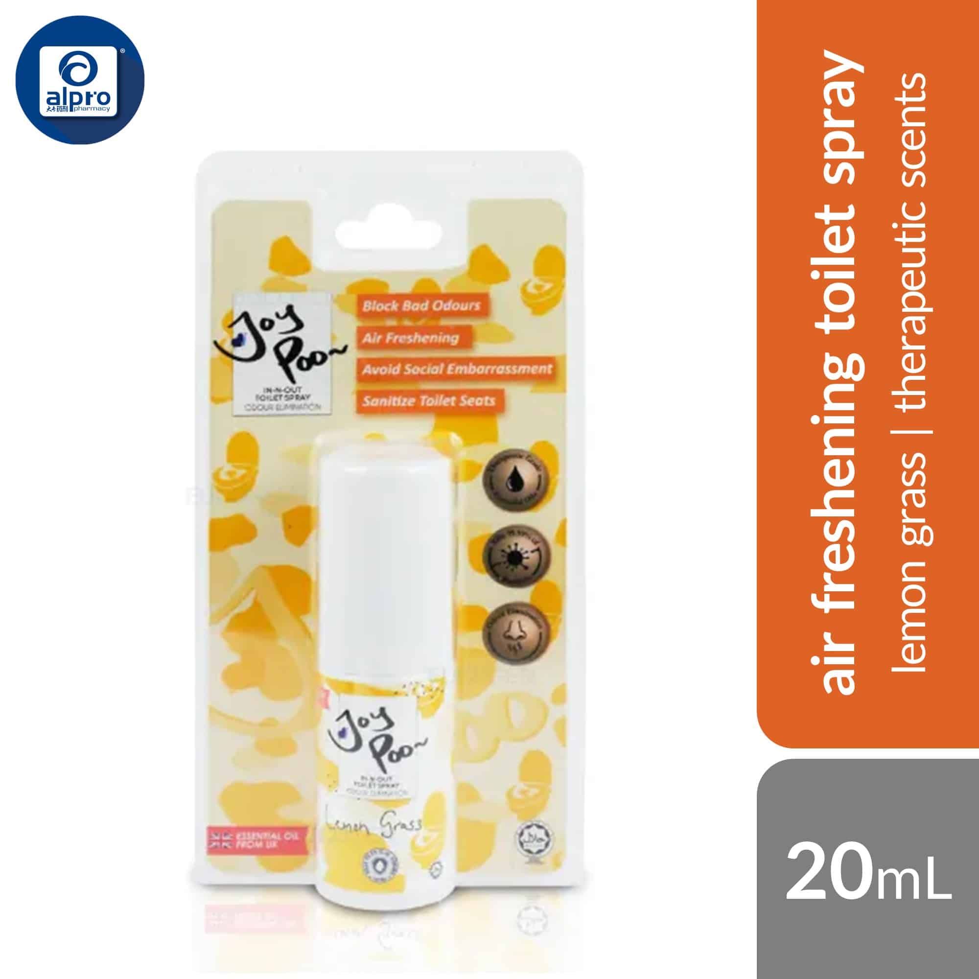 joy-poo-toilet-spray-oceanic-romance-lovely-buddy-refreshing-green-happy-garden-lemon-grass-20ml-therapeutic-air product image 1