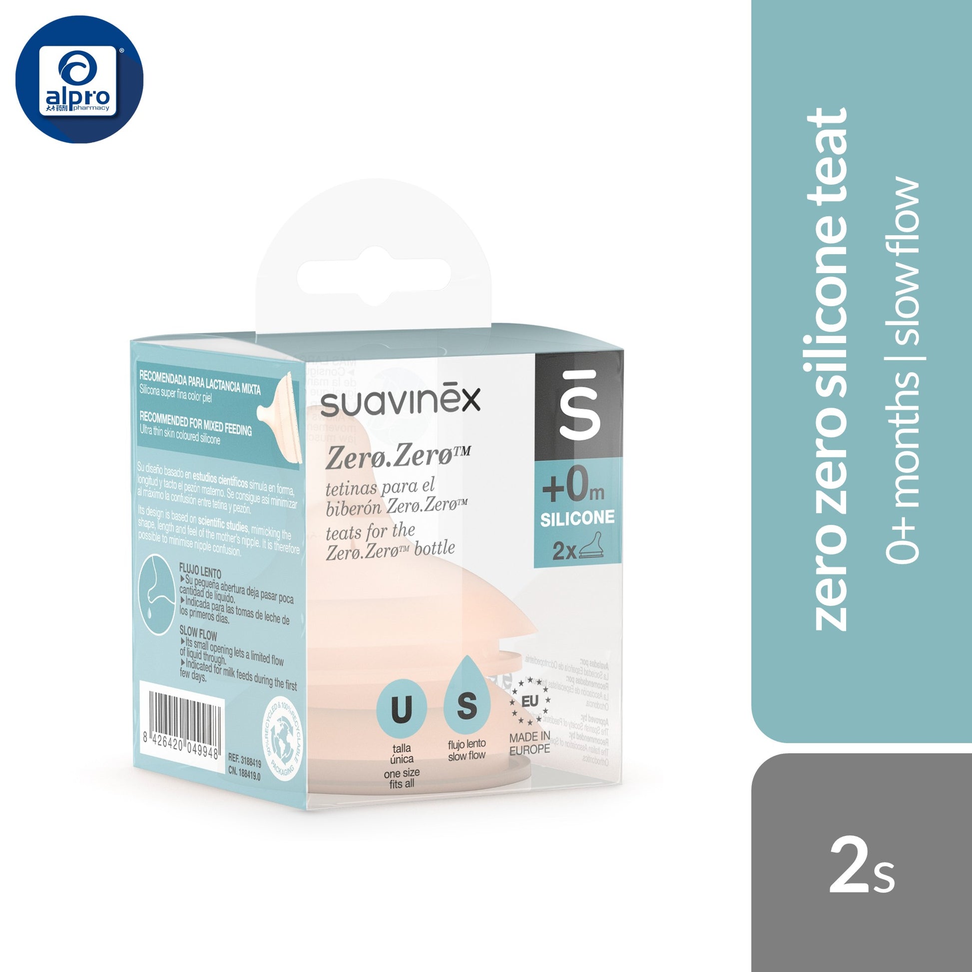 Suavinex Zero Zero Teat X Slow Flow 0m Medical-grade