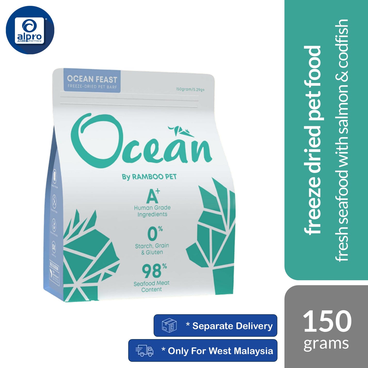 Ramboo Ocean Feast Freeze Dried Pet Barf 150g | Fresh Seafood with