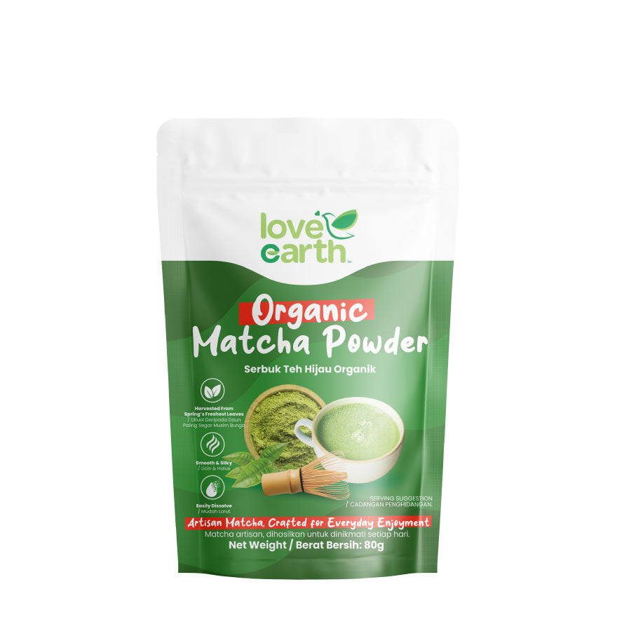 Love Earth Organic Matcha Powder 80g | Smooth & Silky, Easily Dissolve Love Earth