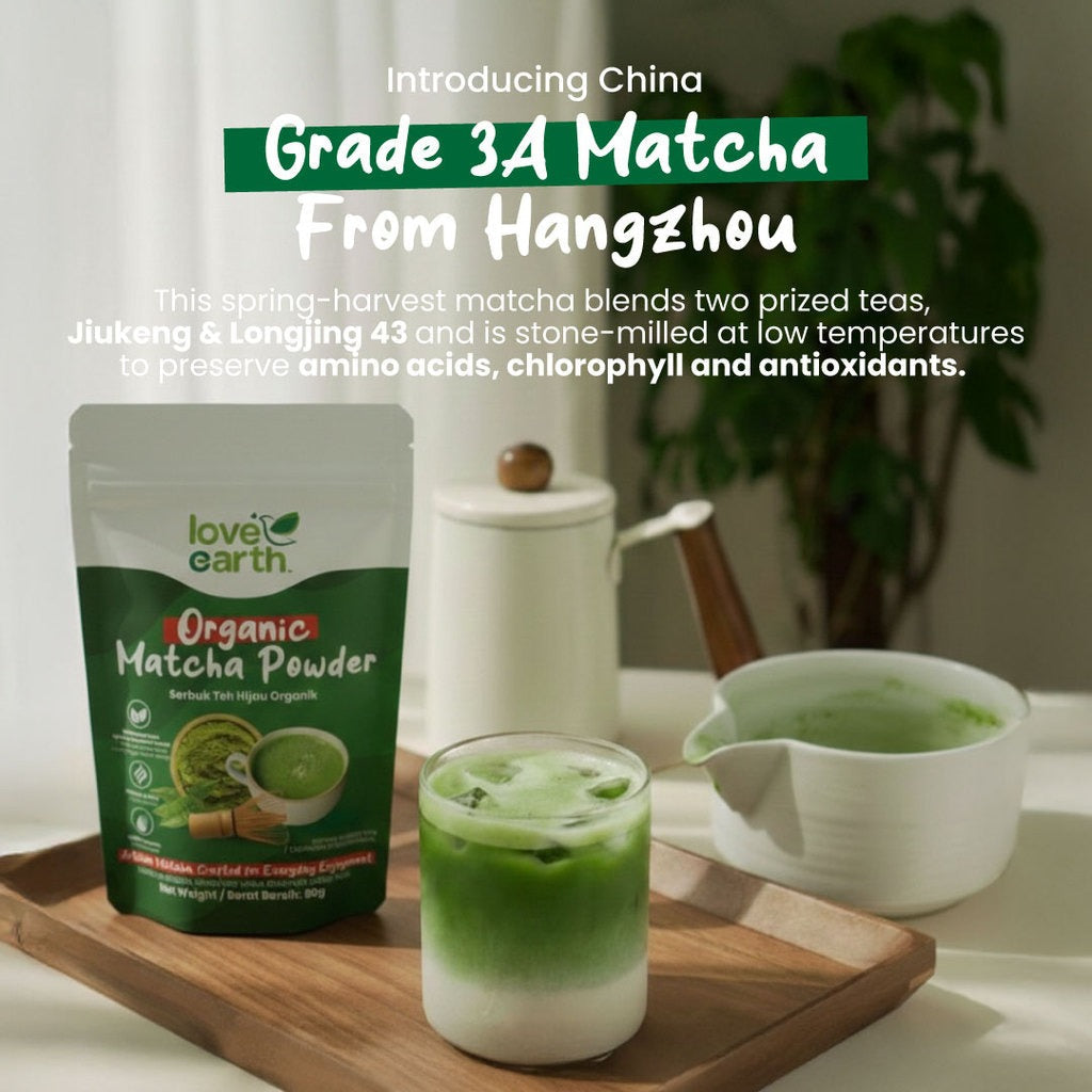 Love Earth Organic Matcha Powder 80g | Smooth & Silky, Easily Dissolve Love Earth