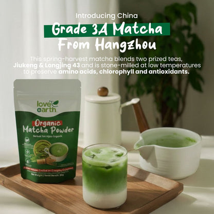 Love Earth Organic Matcha Powder 80g | Smooth & Silky, Easily Dissolve Love Earth