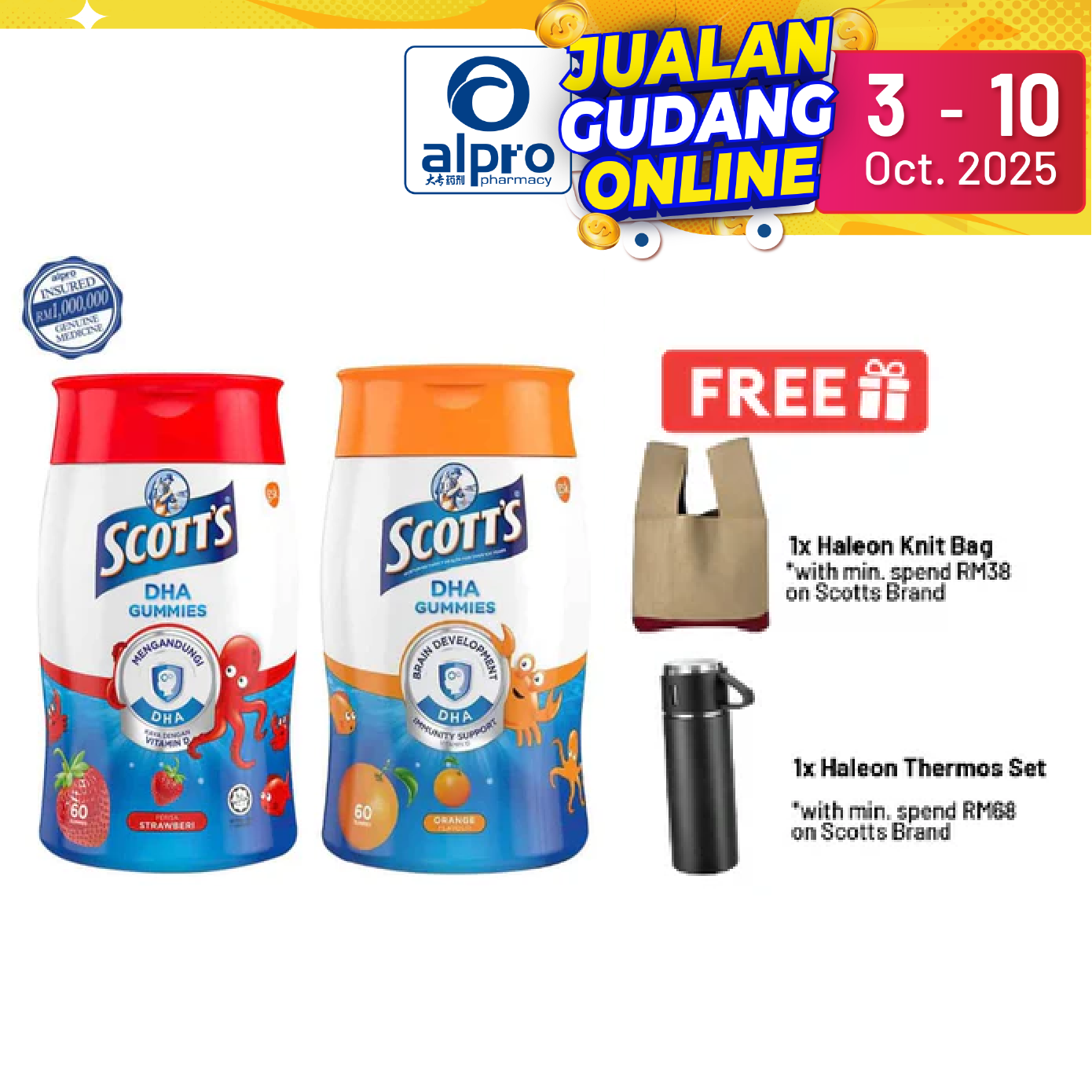 Scott's DHA Enriched with Vitamin D Gummies - Orange (60s) + Strawberry (60s) Alpro Pharmacy