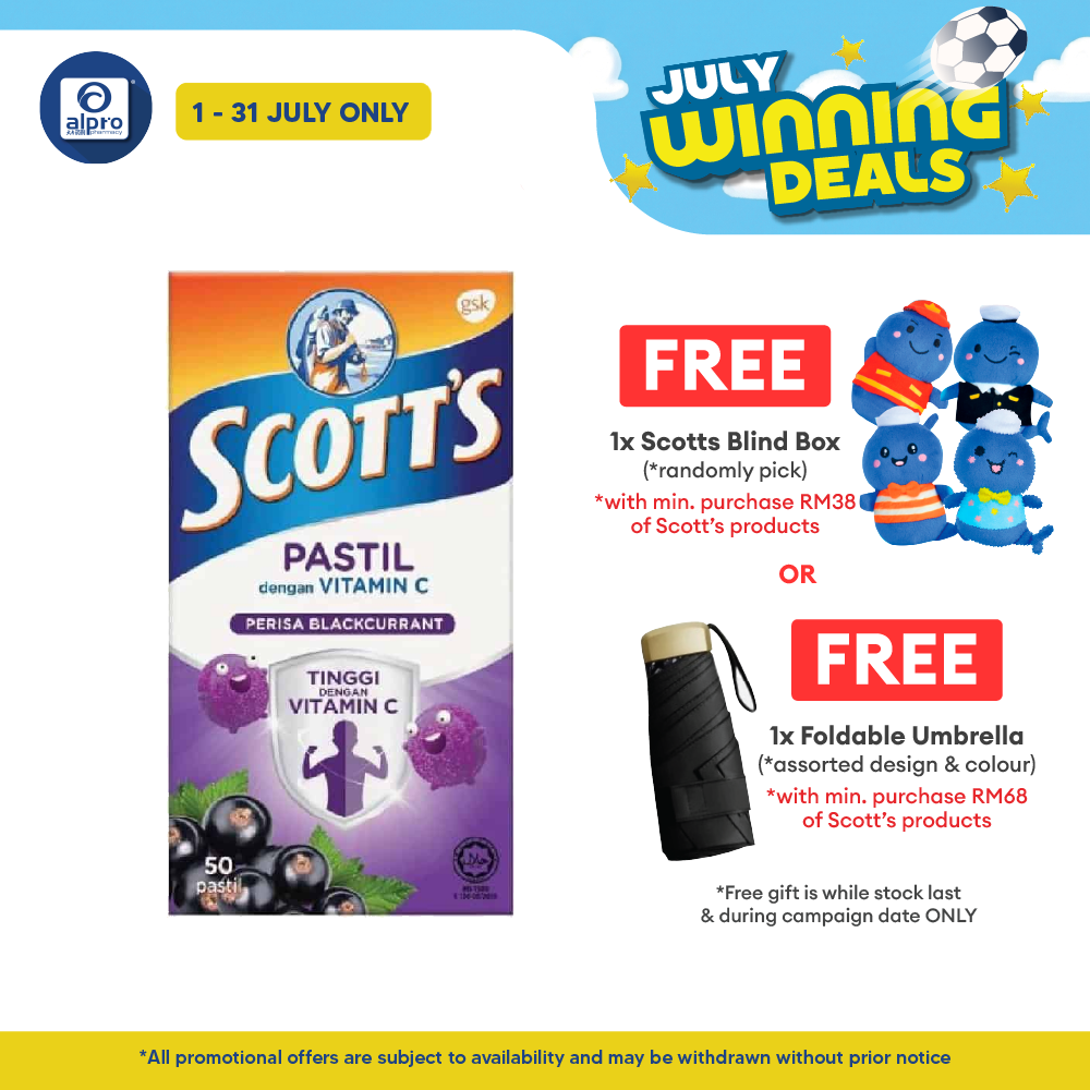 Scotts Vitamin C Pastilles Blackcurrant 50s Scotts