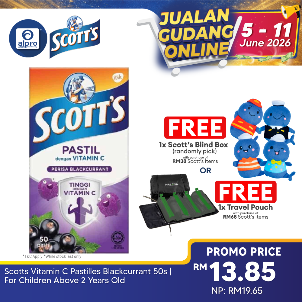 Scotts Vitamin C Pastilles Blackcurrant 50s Scotts