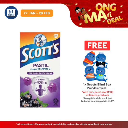 Scotts Vitamin C Pastilles Blackcurrant 50s Scotts