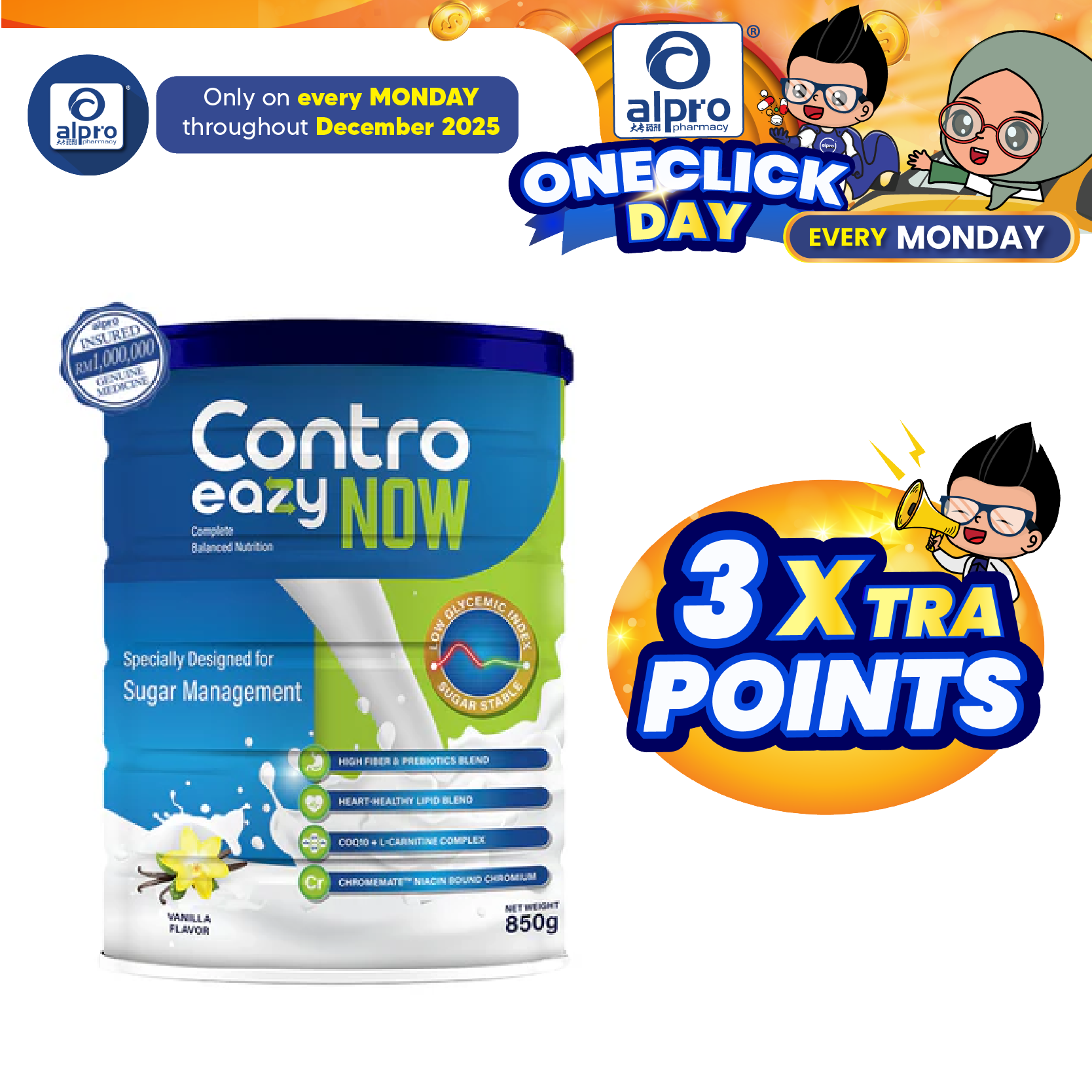 Contro Eazy Now 850g | Low GI Milk Formula Contro