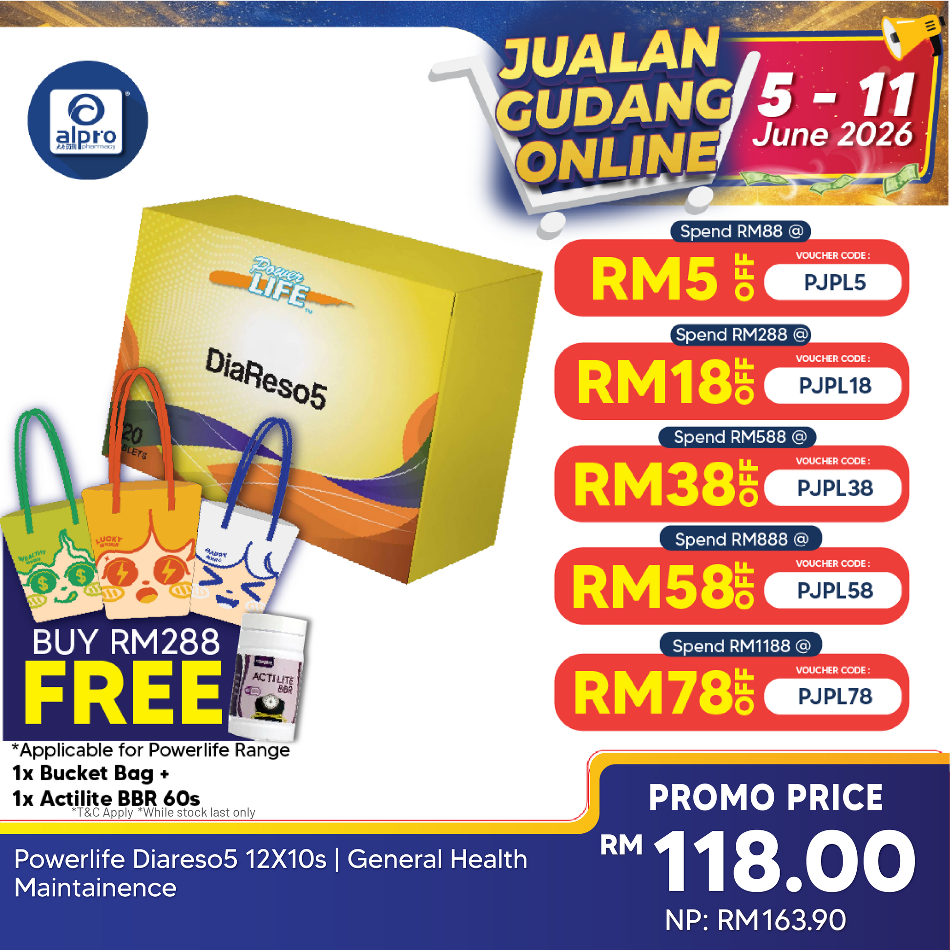 Powerlife Diareso5 12X10s | General Health Maintainence Powerlife
