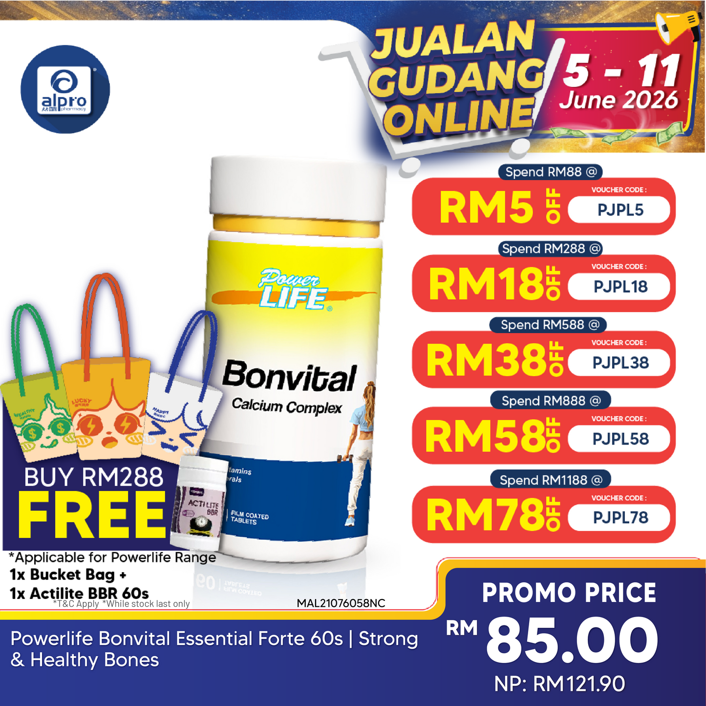 Powerlife Bonvital Essential Forte 60s | Strong & Healthy Bones Powerlife