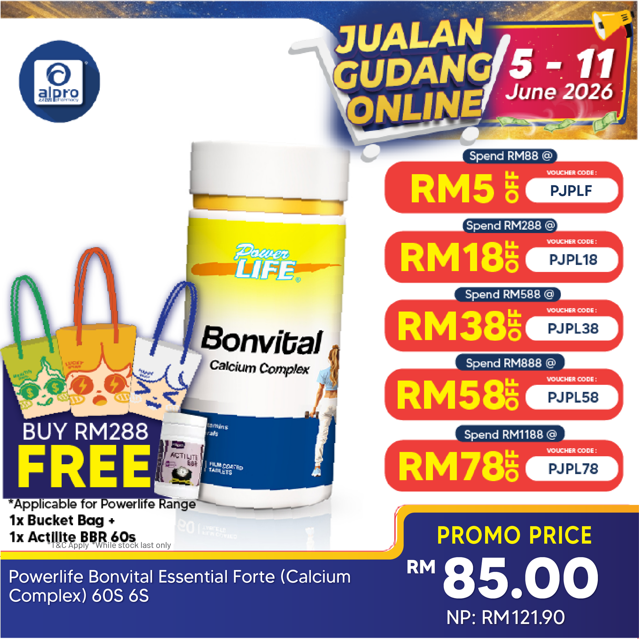 Powerlife Bonvital Essential Forte 60s | Strong & Healthy Bones Powerlife
