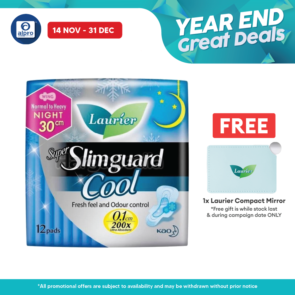 Laurier Super Slimguard Cool 30cm 12s | Ultra Dryness With High Breathability Laurier