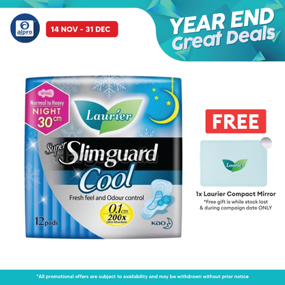 Laurier Super Slimguard Cool 30cm 12s | Ultra Dryness With High Breathability Laurier