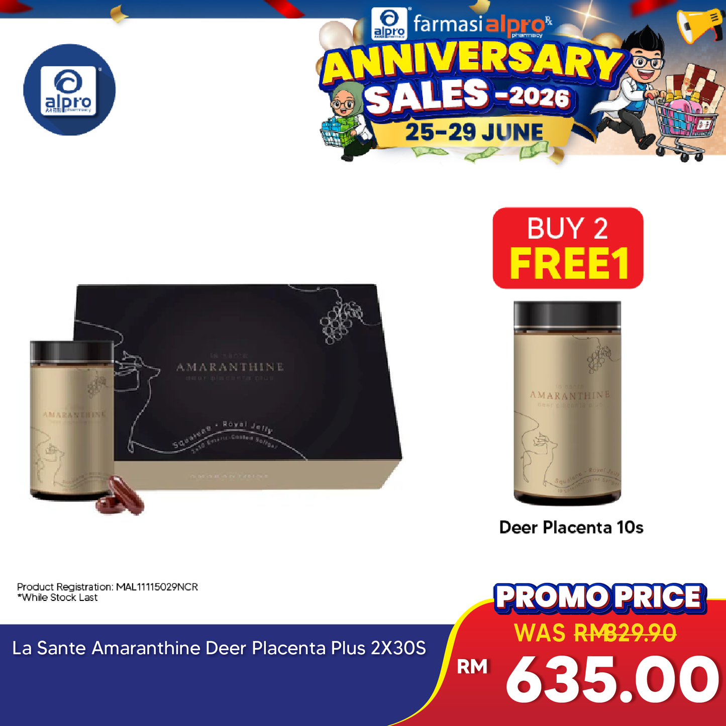 La Sante Amaranthine Deer Placenta Plus 2x30s | Reduce Signs of Aging La Sante