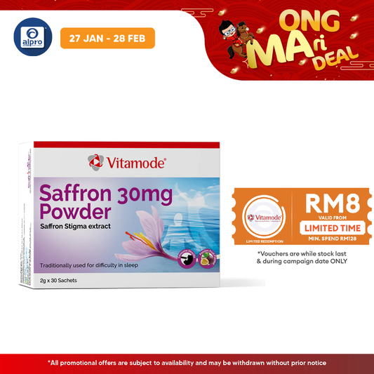 Vitamode Saffron 30mg Powder 2gx30s | For Better Sleep And Calmer Mind Alpro Pharmacy