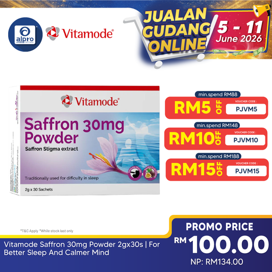 Vitamode Saffron 30mg Powder 2gx30s | For Better Sleep And Calmer Mind Vitamode