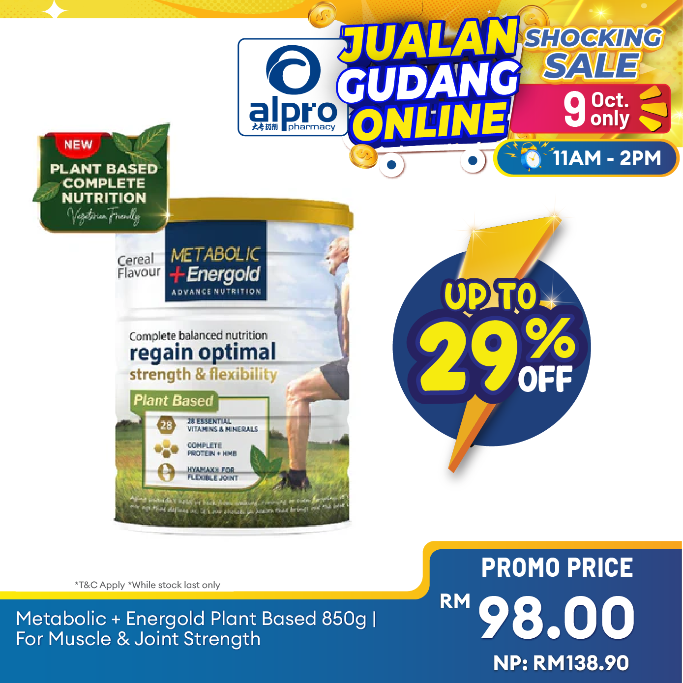 Metabolic + Energold Plant Based 850G | For Muscle & Joint Strength Metabolic+