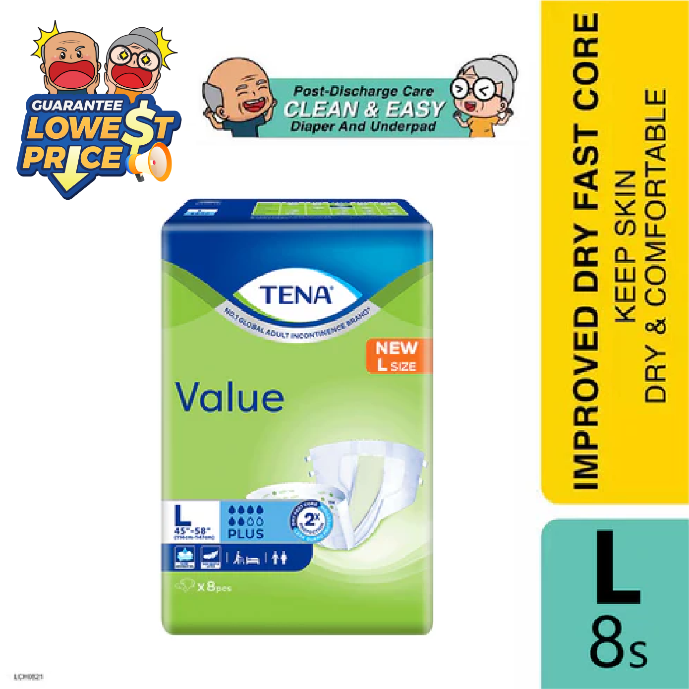 Tena Value Plus L Size 8s | Adult Diapers Tena