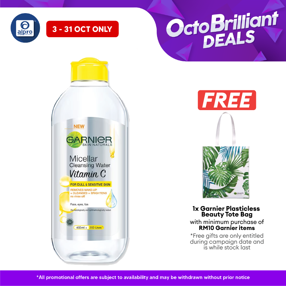 Garnier Micellar Cleansing Water Vit C 400ml | For Brightening Skin Alpro Pharmacy