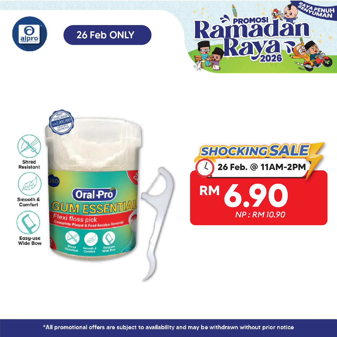 Oral Pro Gum Essential Flexi Floss Picks 100s | Tooth Gum Floss GSO