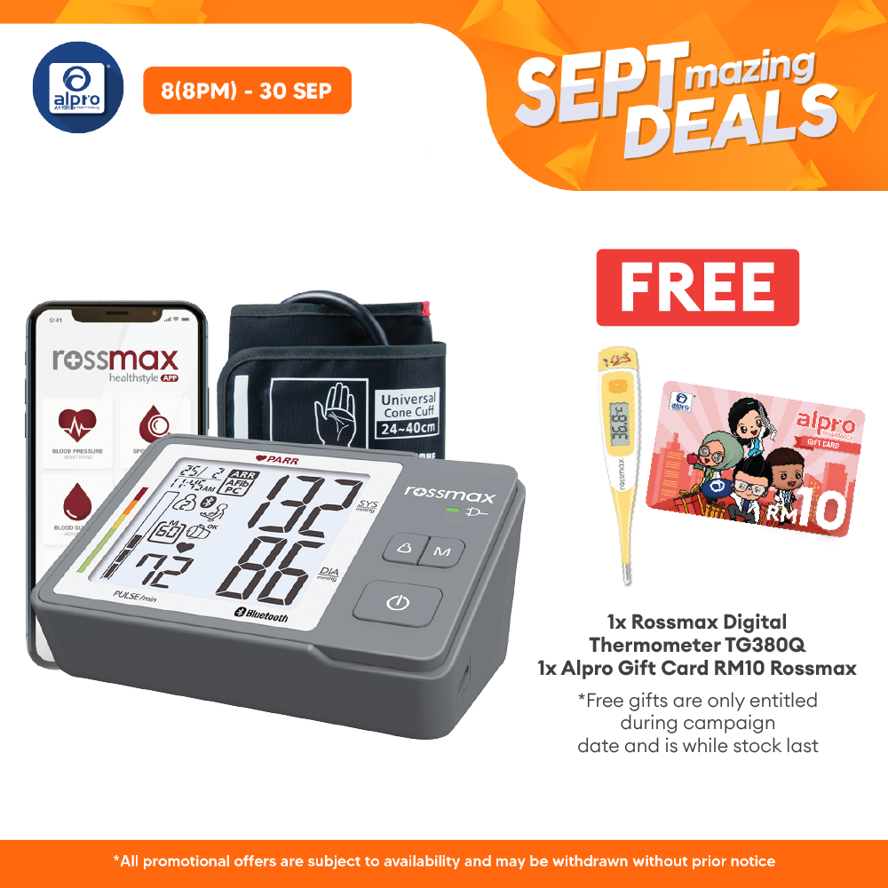 Rossmax Z5 Blood Pressure Monitor (PARR) | With Bluetooth And Type C USB Alpro Pharmacy