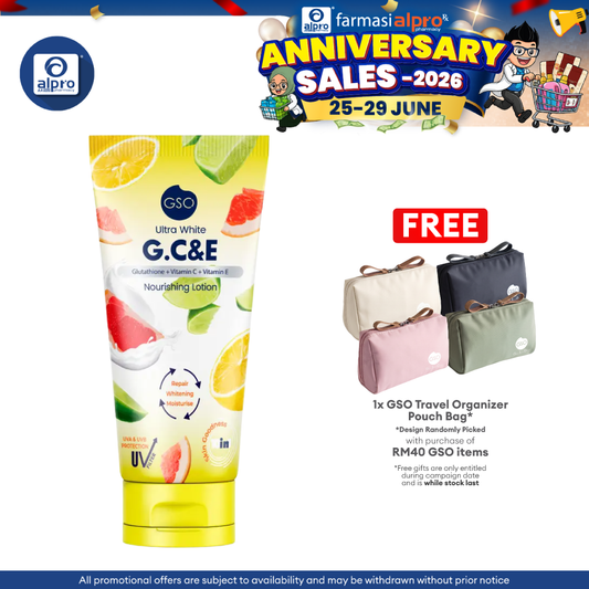 GSO Ultra White The G.C&E Vitamin UV Protection Lotion 320ml | with Glutathione, Vitamin C & E GSO