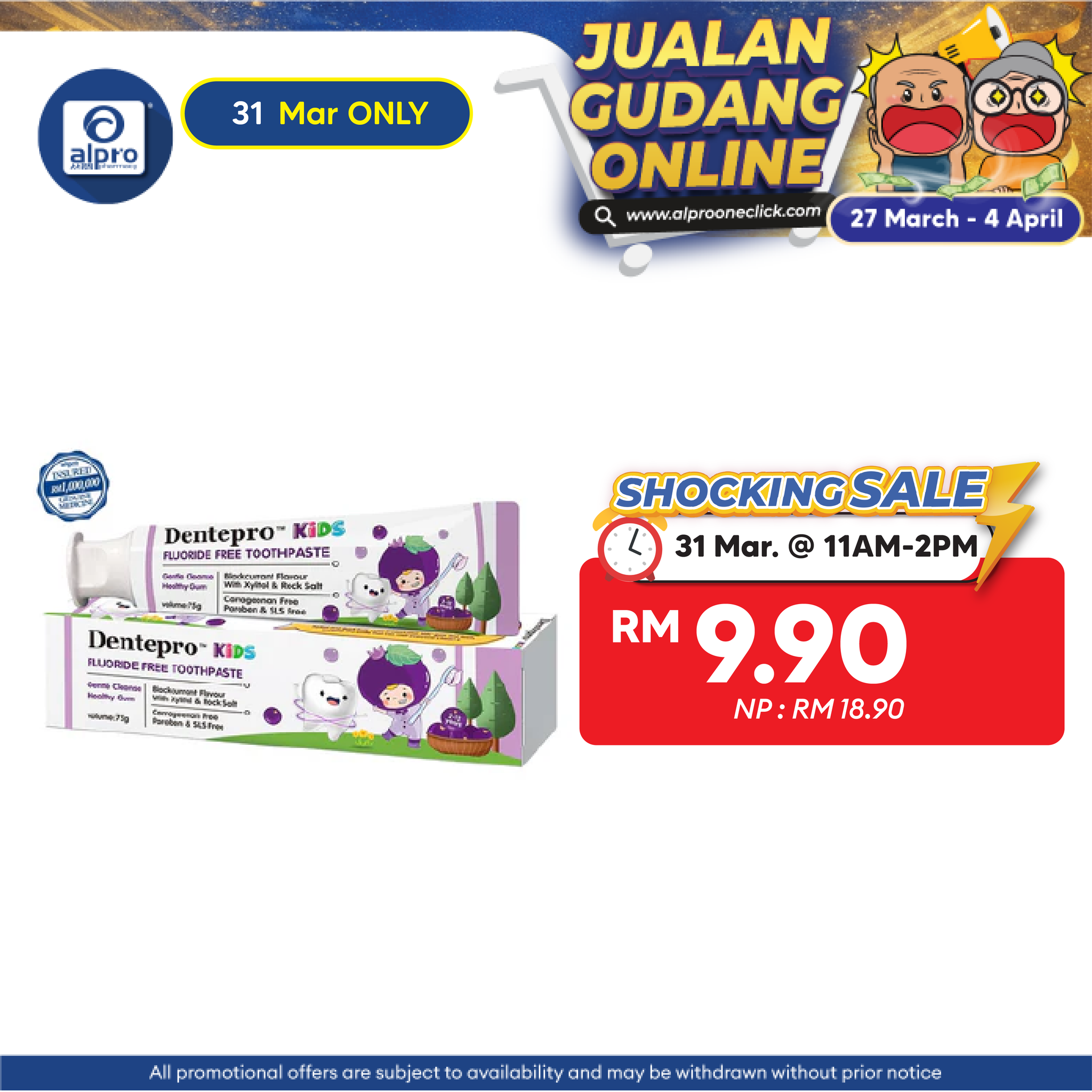 Dentepro Kids Fluoride Free Toothpaste 75g | Blackcurrant Flavor Dentepro