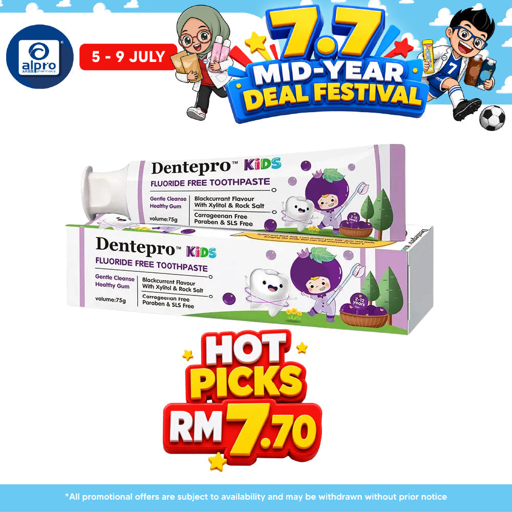 Dentepro Kids Fluoride Free Toothpaste 75g | Blackcurrant Flavor Dentepro
