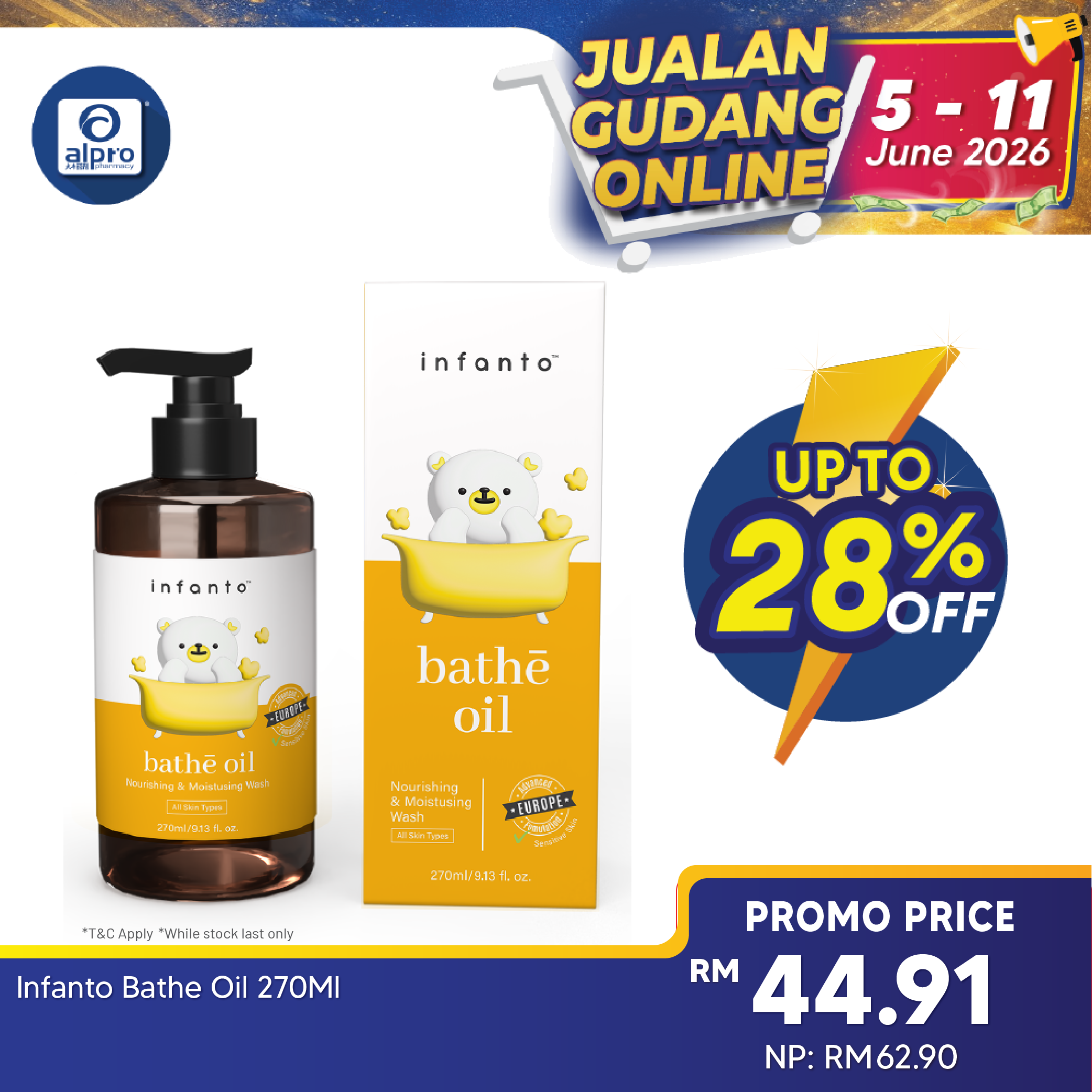 Infanto Bathe Oil 270ml | For Moisturize Baby Skin Infanto