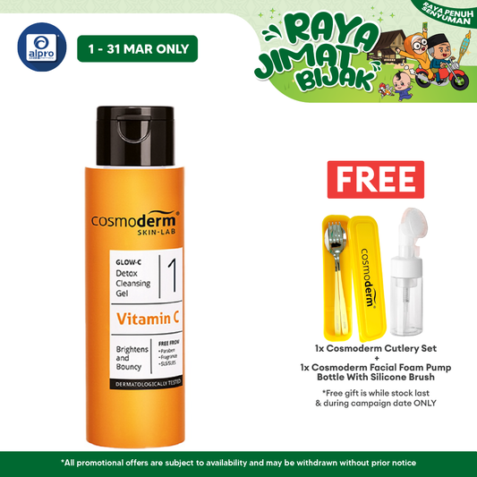 Cosmoderm Glow-C Detox Cleansing Gel 120ml | Contains Vitamin C Cosmoderm