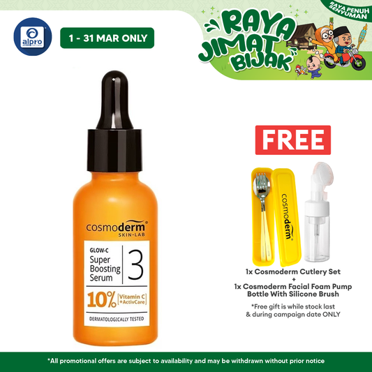 Cosmoderm Glow-C Super Boosting Serum 5000mg 30ml | Lighten Dark Spot Cosmoderm