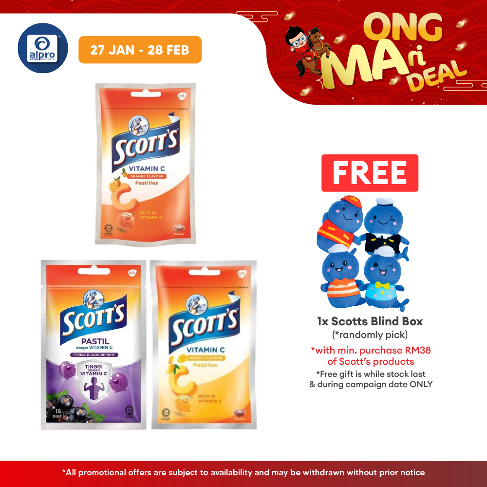 Scotts Vitamin C Zipper Pack 15s (Orange / Mango / Blackcurrant / Mixed Berries) Scotts