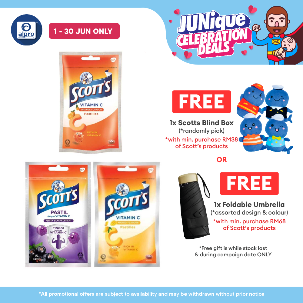 Scotts Vitamin C Zipper Pack 15s (Orange / Mango / Blackcurrant / Mixed Berries) Scotts