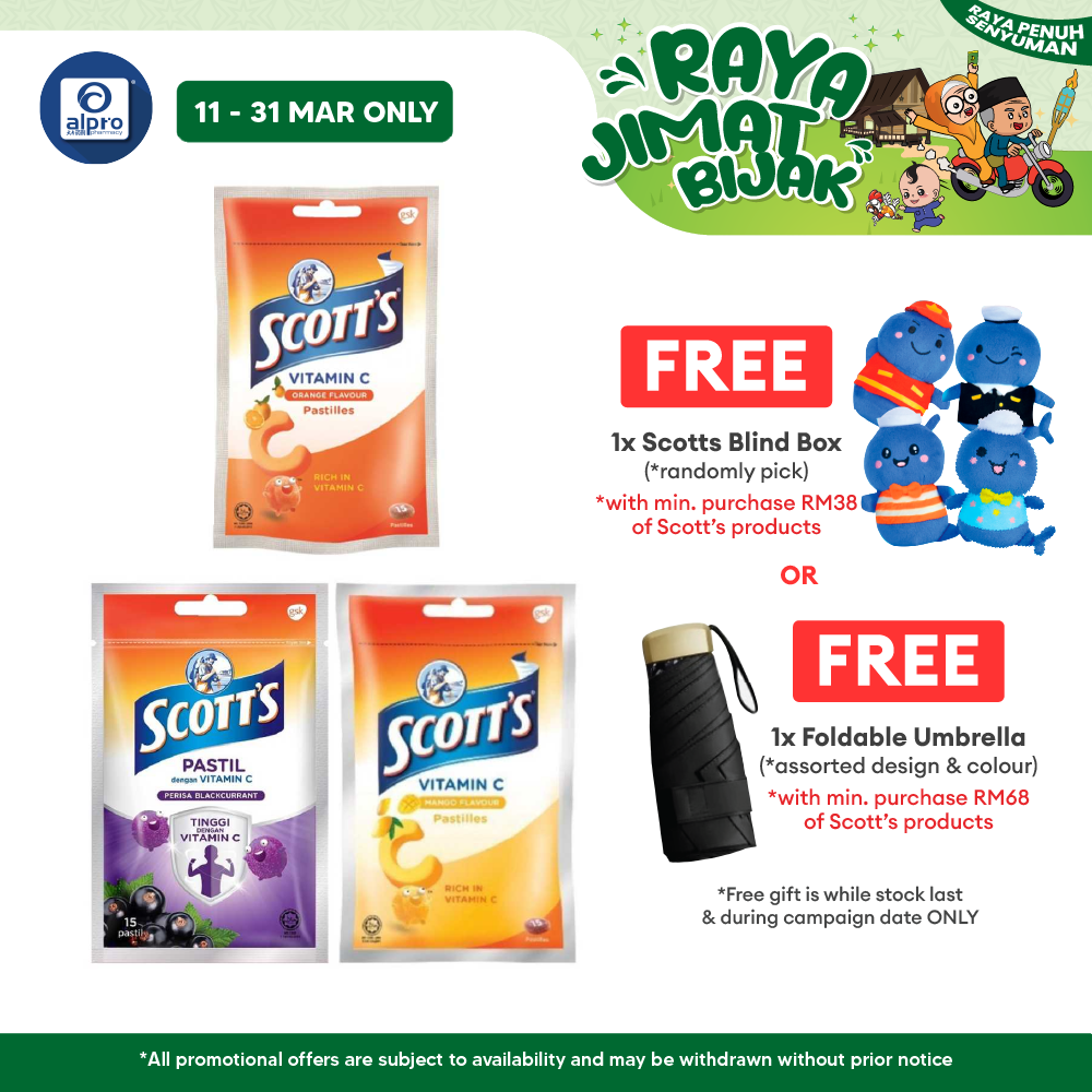 Scotts Vitamin C Zipper Pack 15s (Orange / Mango / Blackcurrant / Mixed Berries) Scotts